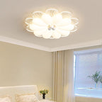 Modern Minimalist Flower Iron PE Shade LED Flush Mount Ceiling Light For Bedroom
