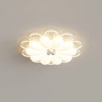 Modern Minimalist Flower Iron PE Shade LED Flush Mount Ceiling Light For Bedroom