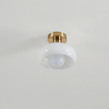 Contemporary Nordic Oval Cylinder Iron Glass 1-Light Semi-Flush Mount Ceiling Light For Living Room