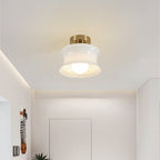 Contemporary Nordic Oval Cylinder Iron Glass 1-Light Semi-Flush Mount Ceiling Light For Living Room