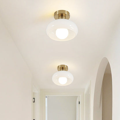 Contemporary Nordic Oval Cylinder Iron Glass 1-Light Semi-Flush Mount Ceiling Light For Living Room
