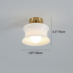 Contemporary Nordic Oval Cylinder Iron Glass 1-Light Semi-Flush Mount Ceiling Light For Living Room