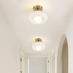 Contemporary Nordic Oval Cylinder Iron Glass 1-Light Semi-Flush Mount Ceiling Light For Living Room