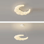 Modern Minimalist Moon Flower Rabbit Iron PE Shade LED Flush Mount Ceiling Light For Bedroom