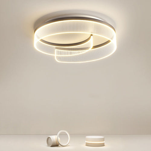 Modern Minimalist Round Metal Aluminum Stripe Acrylic LED Flush Mount Ceiling Light for Bedroom