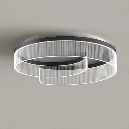 Modern Minimalist Round Metal Aluminum Stripe Acrylic LED Flush Mount Ceiling Light for Bedroom