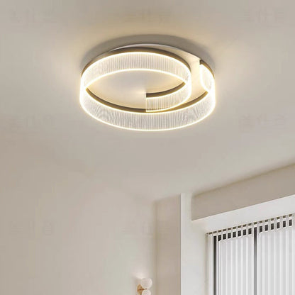 Modern Minimalist Round Metal Aluminum Stripe Acrylic LED Flush Mount Ceiling Light for Bedroom