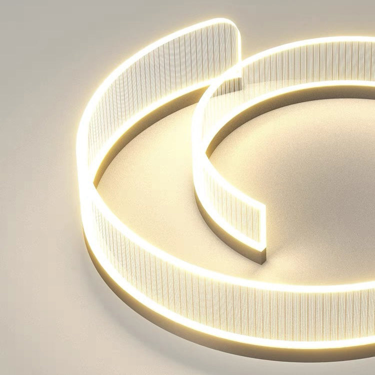 Modern Minimalist Round Metal Aluminum Stripe Acrylic LED Flush Mount Ceiling Light for Bedroom