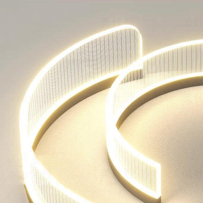 Modern Minimalist Round Metal Aluminum Stripe Acrylic LED Flush Mount Ceiling Light for Bedroom
