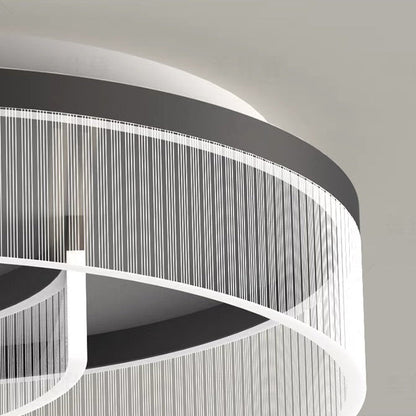Modern Minimalist Round Metal Aluminum Stripe Acrylic LED Flush Mount Ceiling Light for Bedroom