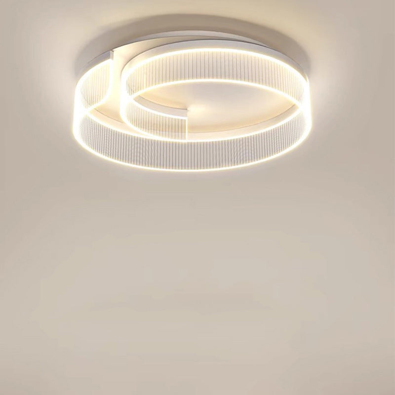 Modern Minimalist Round Metal Aluminum Stripe Acrylic LED Flush Mount Ceiling Light for Bedroom