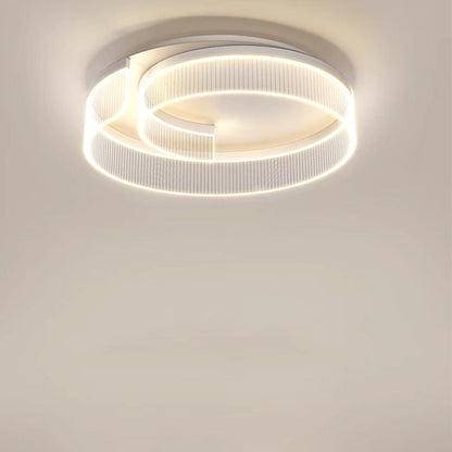Modern Minimalist Round Metal Aluminum Stripe Acrylic LED Flush Mount Ceiling Light for Bedroom