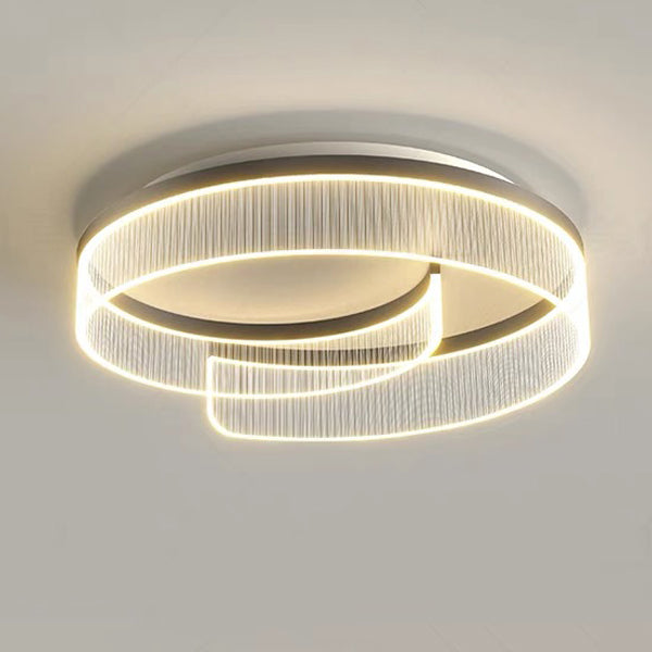 Modern Minimalist Round Metal Aluminum Stripe Acrylic LED Flush Mount Ceiling Light for Bedroom