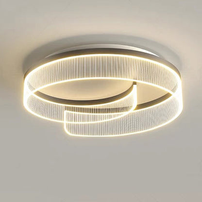 Modern Minimalist Round Metal Aluminum Stripe Acrylic LED Flush Mount Ceiling Light for Bedroom