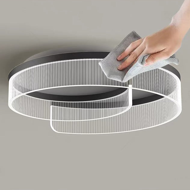 Modern Minimalist Round Metal Aluminum Stripe Acrylic LED Flush Mount Ceiling Light for Bedroom