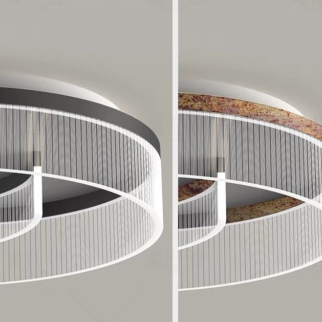 Modern Minimalist Round Metal Aluminum Stripe Acrylic LED Flush Mount Ceiling Light for Bedroom