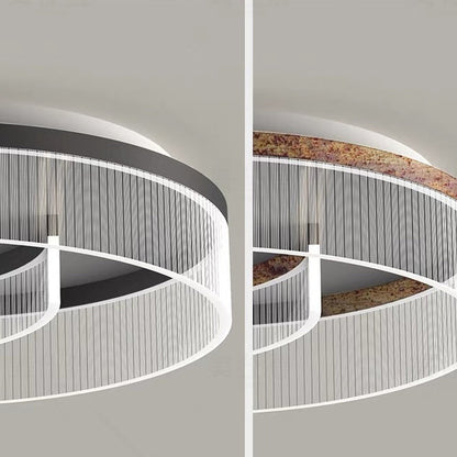 Modern Minimalist Round Metal Aluminum Stripe Acrylic LED Flush Mount Ceiling Light for Bedroom