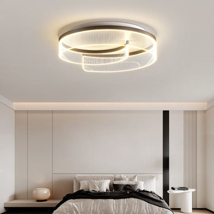 Modern Minimalist Round Metal Aluminum Stripe Acrylic LED Flush Mount Ceiling Light for Bedroom