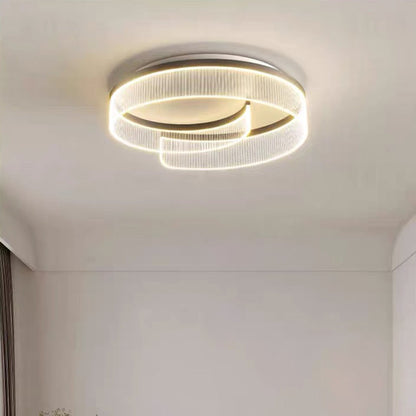 Modern Minimalist Round Metal Aluminum Stripe Acrylic LED Flush Mount Ceiling Light for Bedroom