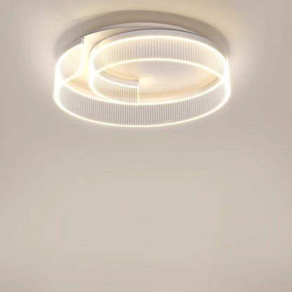 Modern Minimalist Round Metal Aluminum Stripe Acrylic LED Flush Mount Ceiling Light for Bedroom
