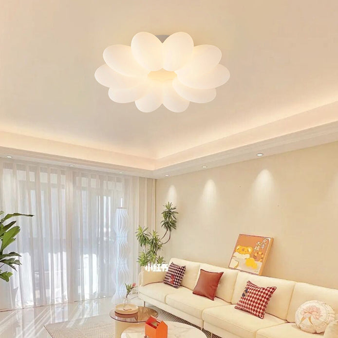 Modern Minimalist Flower Metal Acrylic Shade LED Flush Mount Ceiling Light for Bedroom