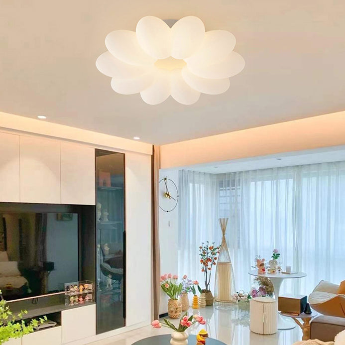 Modern Minimalist Flower Metal Acrylic Shade LED Flush Mount Ceiling Light for Bedroom