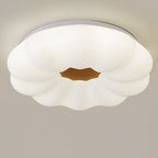 Contemporary Creative Pumpkin Shape Hardware Wood Acrylic Shade LED Flush Mount Ceiling Light For Bedroom