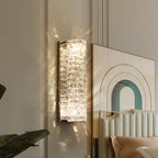 Contemporary Luxury Rectangular Irregular Crystal Column Stainless Steel LED Wall Sconce Lamp For Living Room