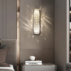 Contemporary Luxury Rectangular Irregular Crystal Column Stainless Steel LED Wall Sconce Lamp For Living Room
