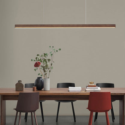 Traditional Japanese Rectangular Bar Wood Aluminum Pc LED Island Light Chandelier for Dining Room
