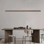 Traditional Japanese Rectangular Bar Wood Aluminum Pc LED Island Light Chandelier for Dining Room Lumendat