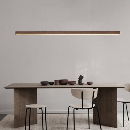 Traditional Japanese Rectangular Bar Wood Aluminum Pc LED Island Light Chandelier for Dining Room
