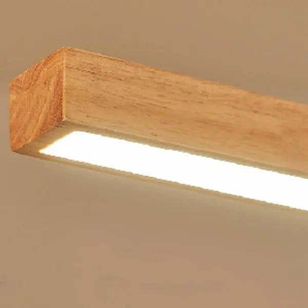 Traditional Japanese Rectangular Bar Wood Aluminum Pc LED Island Light Chandelier for Dining Room Lumendat