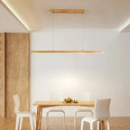 Traditional Japanese Rectangular Bar Wood Aluminum Pc LED Island Light Chandelier for Dining Room Lumendat