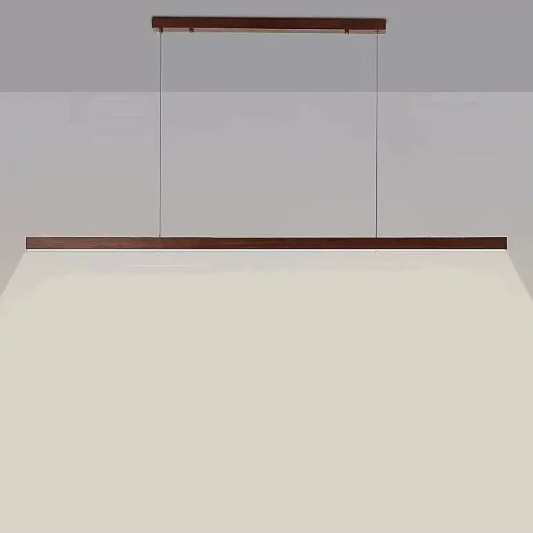Traditional Japanese Rectangular Bar Wood Aluminum Pc LED Island Light Chandelier for Dining Room Lumendat
