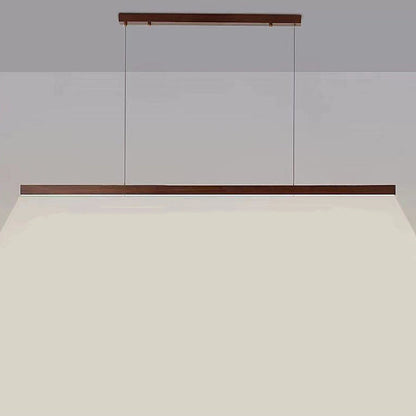 Traditional Japanese Rectangular Bar Wood Aluminum Pc LED Island Light Chandelier for Dining Room