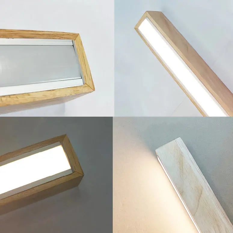 Traditional Japanese Rectangular Bar Wood Aluminum Pc LED Island Light Chandelier for Dining Room Lumendat