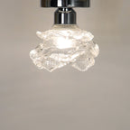Modern Minimalist Rose Iron Glass Shade 1-Light Semi-Flush Mount Ceiling Light For Living Room