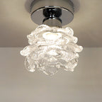 Modern Minimalist Rose Iron Glass Shade 1-Light Semi-Flush Mount Ceiling Light For Living Room