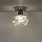 Modern Minimalist Rose Iron Glass Shade 1-Light Semi-Flush Mount Ceiling Light For Living Room