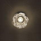 Modern Minimalist Rose Iron Glass Shade 1-Light Semi-Flush Mount Ceiling Light For Living Room
