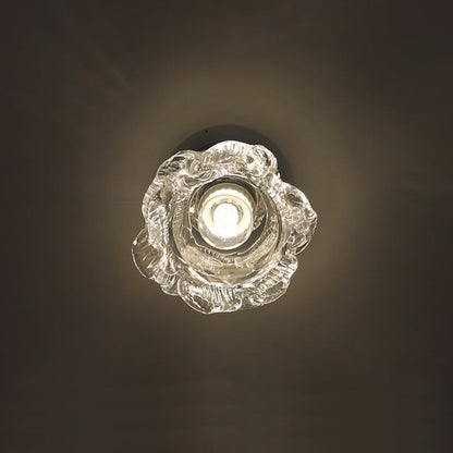 Modern Minimalist Rose Iron Glass Shade 1-Light Semi-Flush Mount Ceiling Light For Living Room