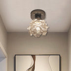 Modern Minimalist Rose Iron Glass Shade 1-Light Semi-Flush Mount Ceiling Light For Living Room