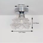 Modern Minimalist Rose Iron Glass Shade 1-Light Semi-Flush Mount Ceiling Light For Living Room