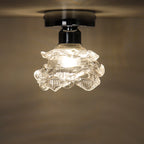 Modern Minimalist Rose Iron Glass Shade 1-Light Semi-Flush Mount Ceiling Light For Living Room
