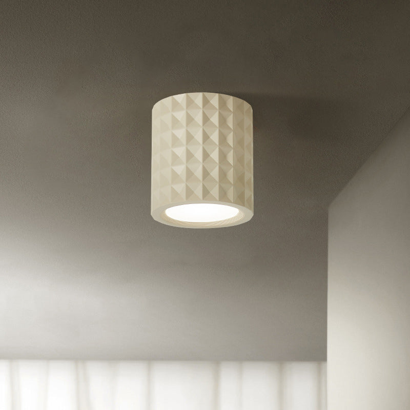 Traditional French Round Cylinder Resin Acrylic LED Flush Mount Ceiling Light for Living Room