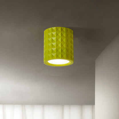 Traditional French Round Cylinder Resin Acrylic LED Flush Mount Ceiling Light for Living Room