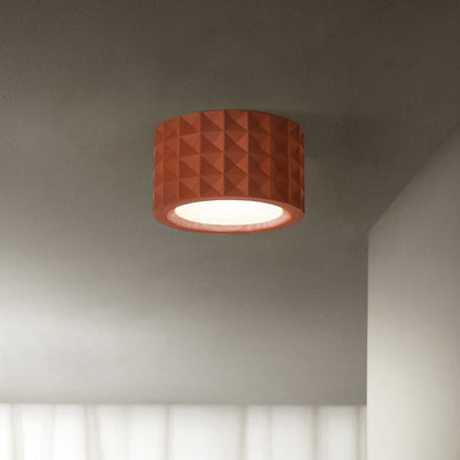Traditional French Round Cylinder Resin Acrylic LED Flush Mount Ceiling Light for Living Room