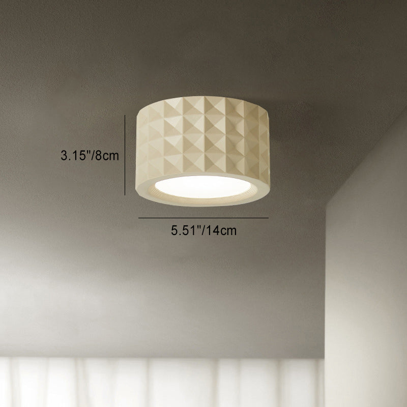 Traditional French Round Cylinder Resin Acrylic LED Flush Mount Ceiling Light for Living Room