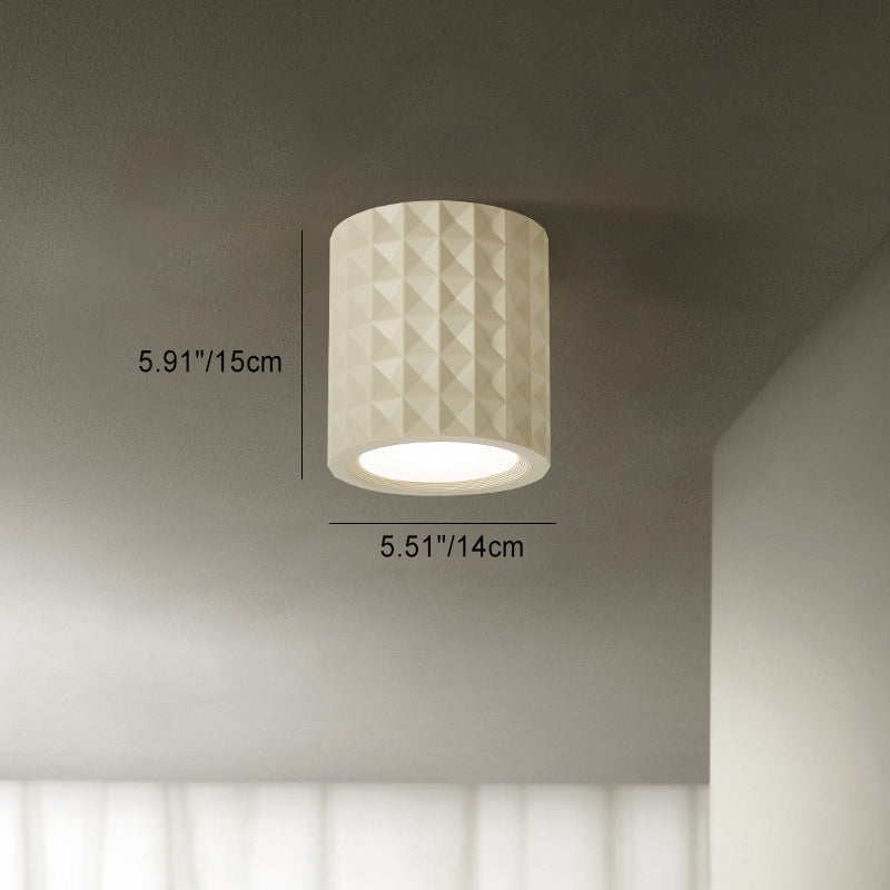 Traditional French Round Cylinder Resin Acrylic LED Flush Mount Ceiling Light for Living Room